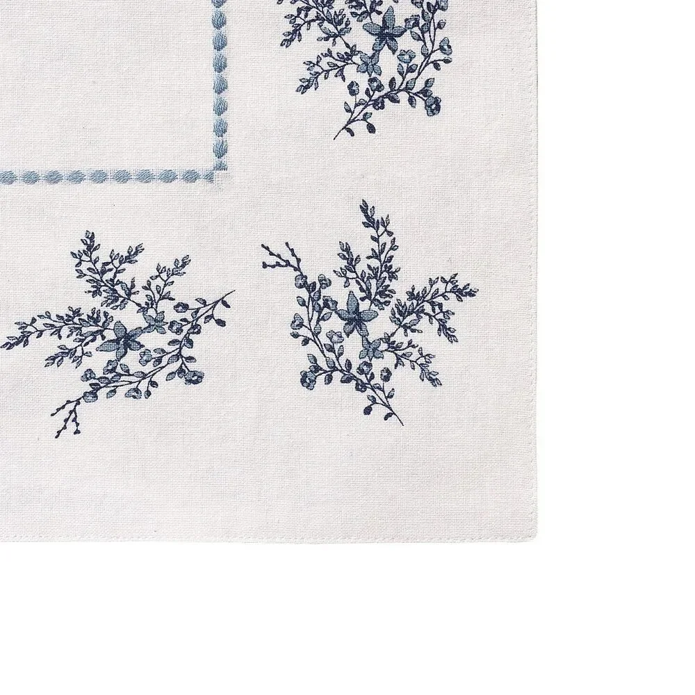 Floral Cotton Reversible Table Runner Blue and White 4 x 90-inch My Texas House